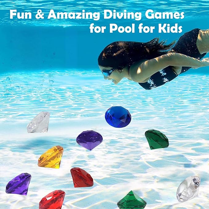 6PCS 60mm Extra Big Diving Gems Pool Toys - Colorful Diamond, Underwater Swim Training Gift for Kids, Summer Water Pool Game Set
