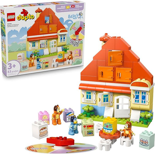 LEGO DUPLO Bluey: Bluey’s Family House with Memory Game - Toddler Toy for Kids Ages 3+ - Memory Game Playset Includes Bluey Figure - Preschool Toy Gift Idea for 3 Year Old Girls and Boys - 10459