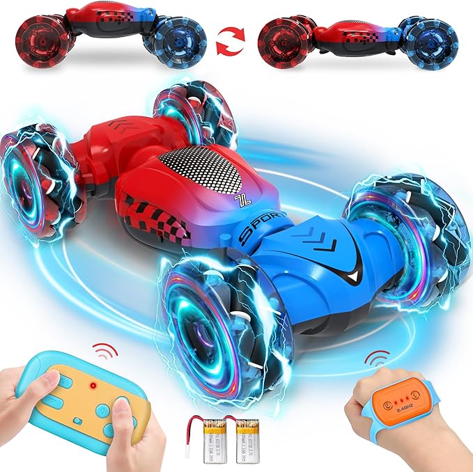 Remote Cars for Kids Ages 4-8, Toys for Ages 5-7, Gift for 4 5 6 7 8-13 Years Old, Gesture Sensing RC Stunt Car with Lights, Remote Control Car for Boys 8-12, Birthday Gift for Kids