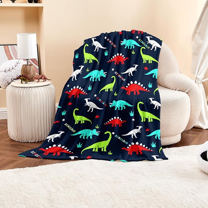 Wajade Dinosaur Blanket for Boys Soft Fleece Throw Kids Dino Blanket for Couch Sofa Bedroom Warm Blankets Birthday Gifts for Kids Boys Teen 60"x80"