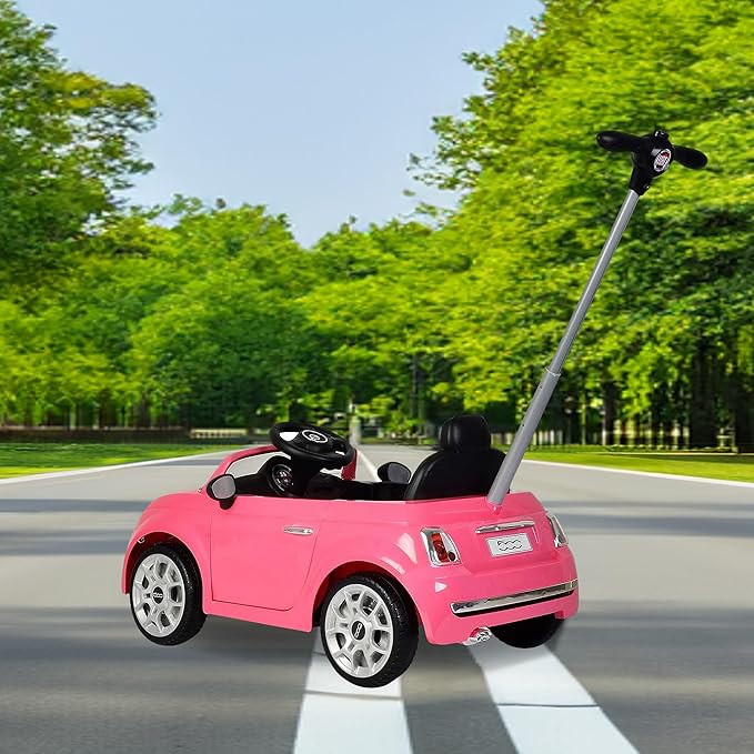 Best Ride On Cars Fiat 500 Push Car, Pink, Large