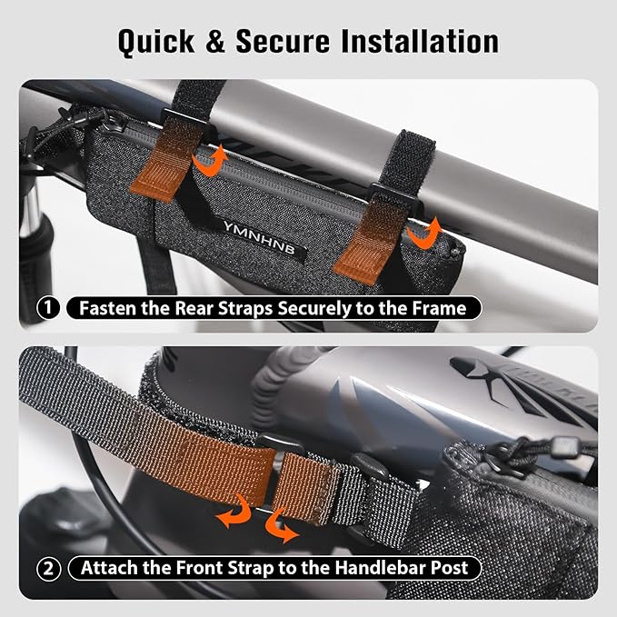 Bike Frame Bag – Water-Resistant Top Tube Bike Bag, Minimalist Bicycle Storage Pouch for Smartphone & Cards, Fits Road & Mountain Bikes