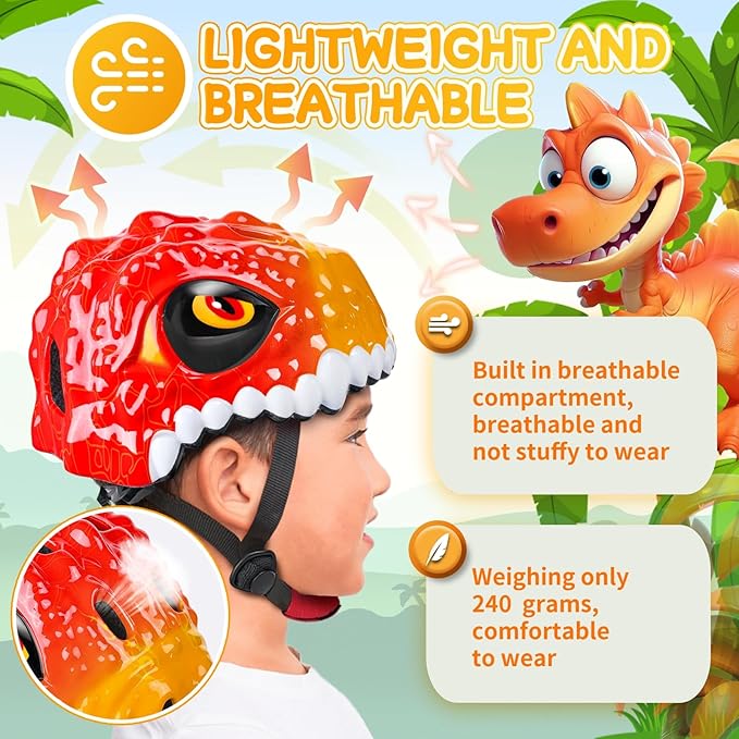 Toddler/Kids Bike Helmet Set for Boys Girls 3D Adjustable Kids Helmet Protective Gear Set Knee Elbow Wrist Pads and Multi-Sports Skateboard Scooter Cycling Roller Balance Bike
