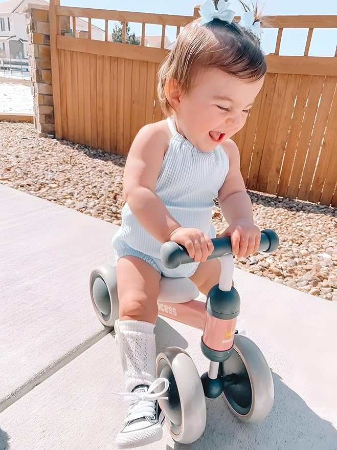 BEKILOLE Baby Balance Bike for 1 Year Old Girl Gifts, 12-24 Month Toddler Balance Bike, 4 Silent Wheels Pre-School First Ride On Toys, 1st Birthday Gifts