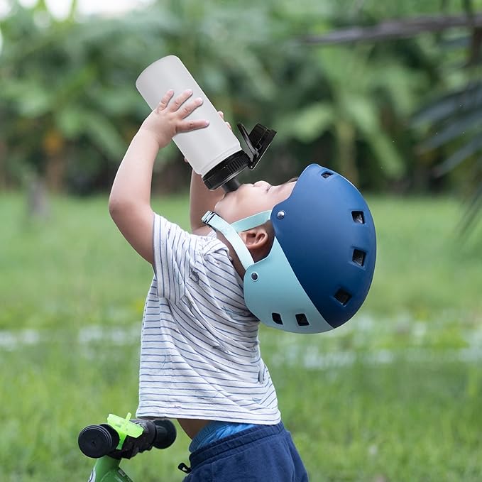 DOMICARE 16 oz Kids Water Bottle for School Stainless Steel Double Wall Vacuum Insulated Water Bottle with Straw lids & Spout Lid, Leakproof BPA Free (White,8)