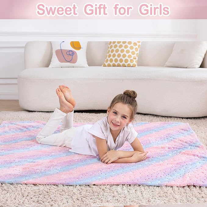 Softan Kids Stars Throw Blanket Glow in The Dark, Kids Blanket Gifts for Girls & Boys, Soft Cozy Flannel Luminous Stars Blanket for Sofa Couch Bed, Christmas Birthday Gift Toddler, 50x60IN