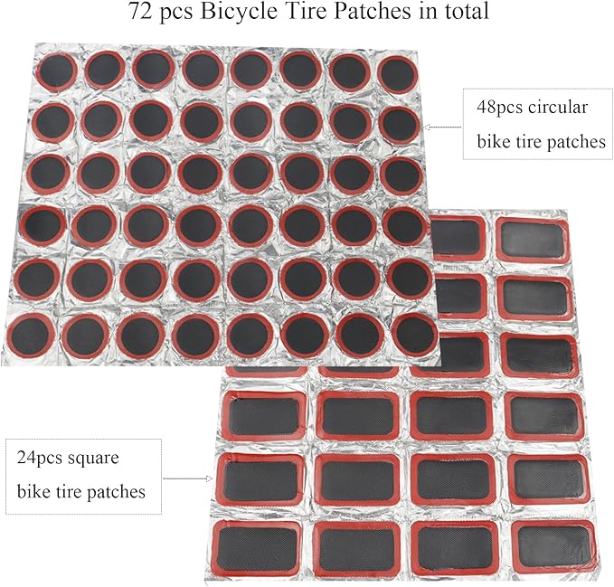 Bike Tire Patch Kit，Bike Repair Patch Bicycle Inner Tire Patch Repair Tool Kit for Road Mountain Bike Motorcycle