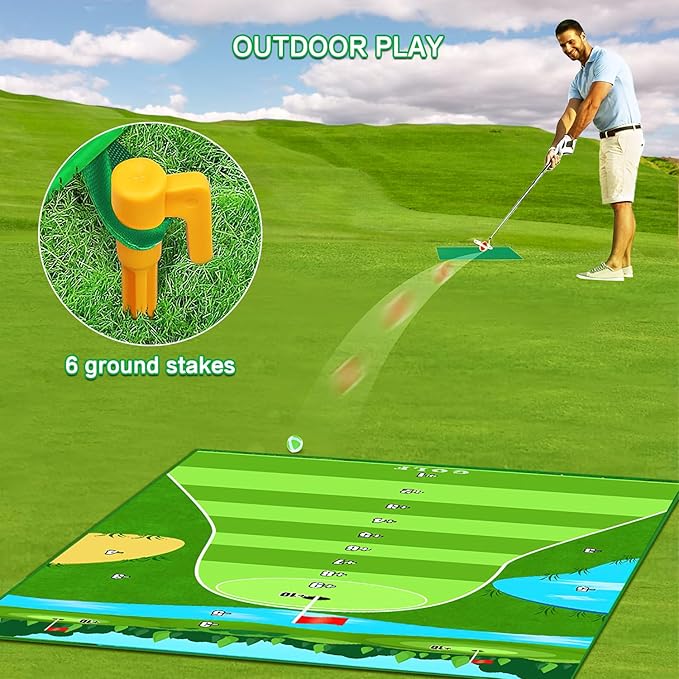 Dollox Golf Chipping Game Set with Hitting Mat – Indoor & Outdoor Practice Kit for Adults & Kids, Family Golf Game with 20 Sticky Balls (No Club)