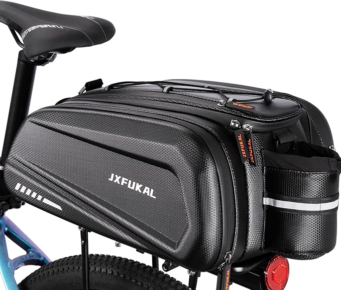 JXFUKAL Bike Bags for Bicycle Rear rack - 9.5L/17L/40L Hard Shell Waterproof Bike Ebike Trunk Pannier Saddle Seat Bag Carrier with Reflector, Rain Cover & Shoulder Strap for Commuter Travel Outdoor