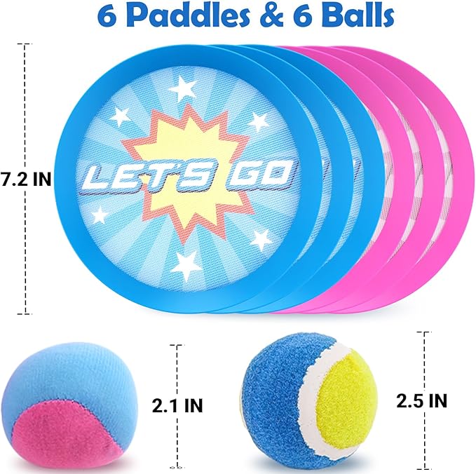 6Pcs Catch Ball Game Outdoor Toys for Kids Games Beach Toy Pool Toy Outdoor Yard Games, Summer Toys Birthday Gifts for 3 4 5 6 7 8 9 10 Year Old Boys Girls