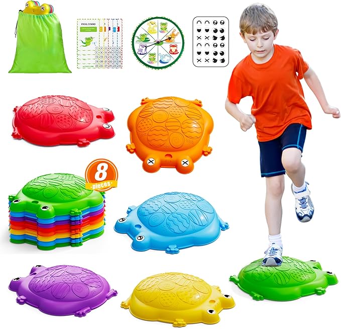 Stepping Stones for Kids, 8PCS Non-Slip Balance Steps Stones for Toddler 1-3, Obstacle Courses Sensory Toys, Coordination Game Gift for Boys Girls Indoor Outdoor Play Ages 3-5