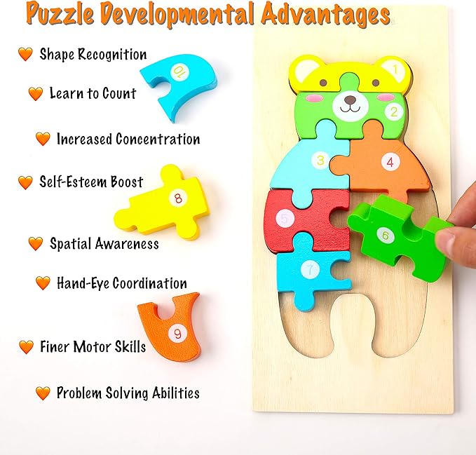 Montessori Mama Wooden Toddler Puzzles for Kids Ages 2-4, Montessori Toys for 3 Year Old, Animal Toddlers Toys Ages, 4-Pack Learning Toddler Puzzle