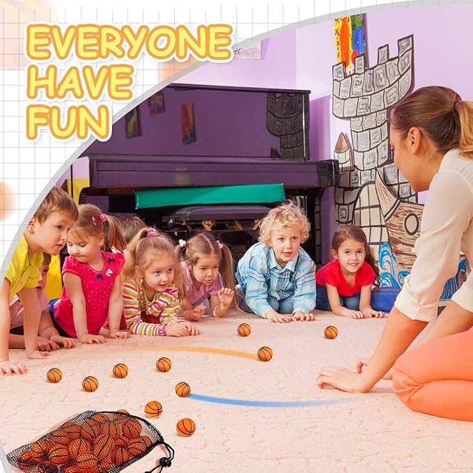 Civaner 40 Pcs Mini Basketball Party Favors Tiny Basketball Small Foam Ball Relieve Stress Ball with Drawstring Mesh Bag for Beach Pool Sports Game Party(1.18 Inch)