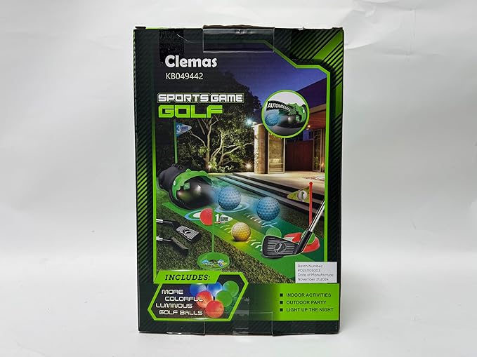 Upgraded Kids Toy Golf Set with Dinosaur Automatic Golf Returner, Led Light Up Night Golf Balls, 3 Clubs, Putting Mat, 3-8 Toddler Mini Golf Games, Indoor Outdoor Sports Toys for Boys Girls 3+