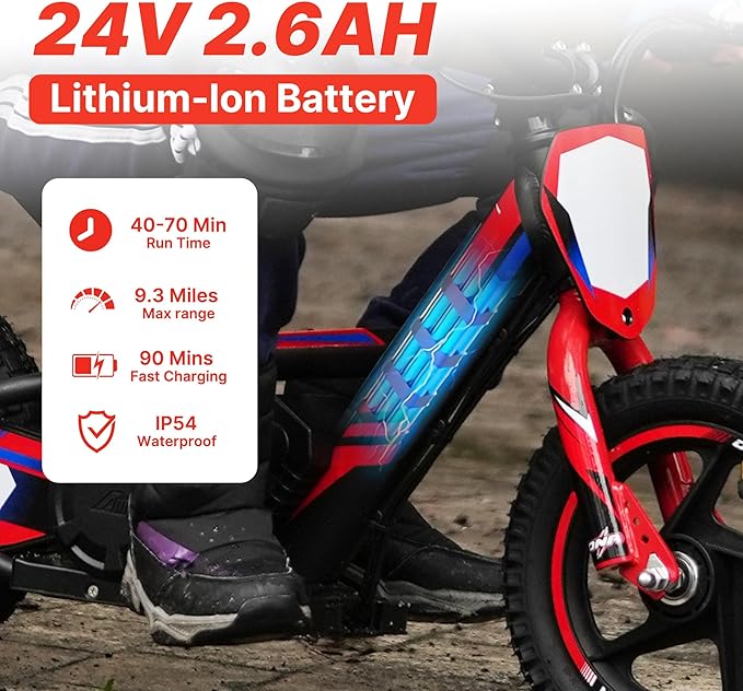 Lightweight Electric Dirt Bike for Kids, 170W Powerful Racing Grade Motorcycle Up to 10MPH, 24V Detachable Battery, 12-Inch Off-Road Tires, 2-Speed Modes Mini Motocross Bike- Ideal for Ages 3-6