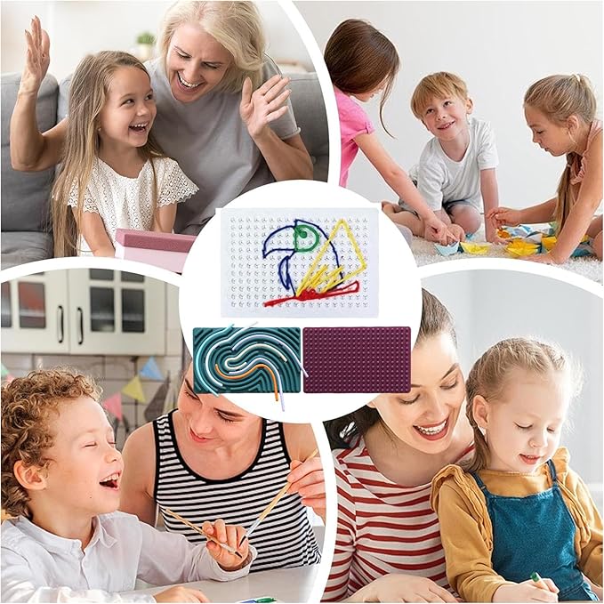 SENSORY4U Threading Sensory Activity Board – 3-Pack Fidget Toys for Kids and Toddlers – Fine Motor Skill Montessori Toy – Travel-Friendly Creative Play for Preschool Boys and Girls