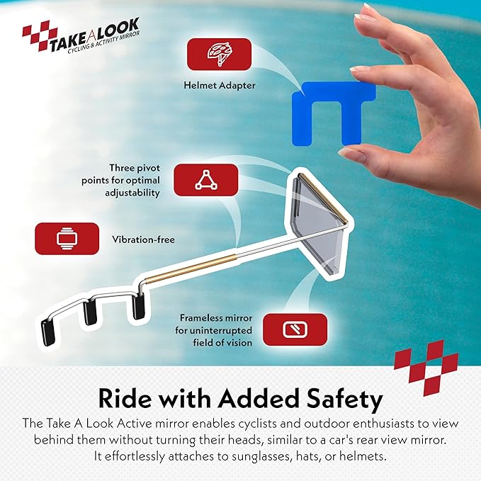 Take A Look Active Original Activity Mirror for Sunglasses, Bike Helmets, Visors for Cycling and Outdoor Activities with Helmet Adapter