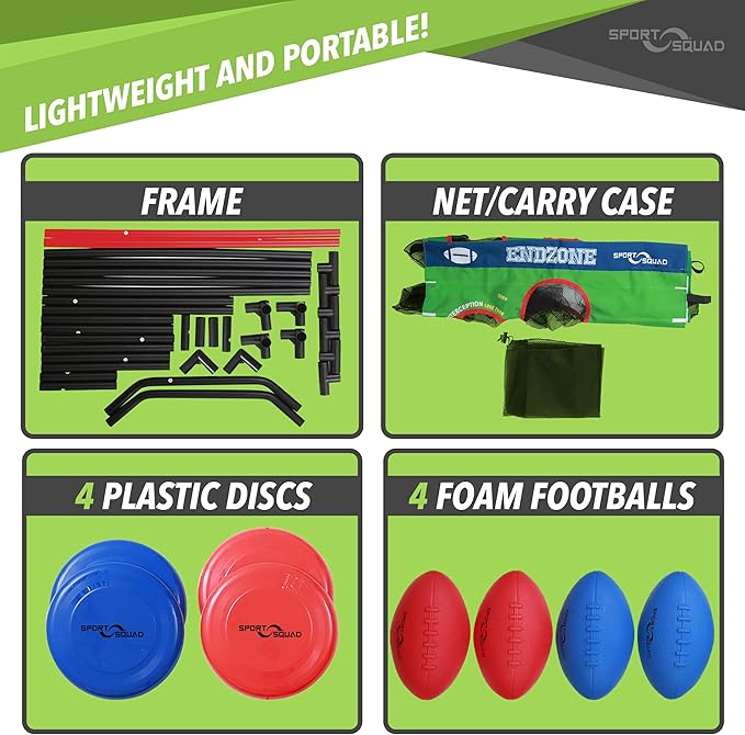 Sport Squad Endzone Challenge 2-in-1 Football and Flying Disc Toss - Backyard and Lawn Game for Indoor and Outdoor Use - Practice your Throwing Skills with this Football Target Carnival Game