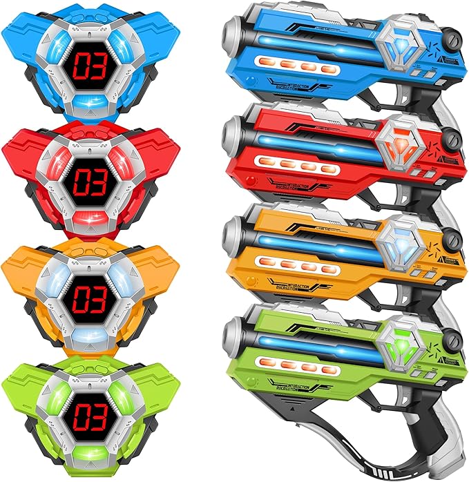 Laser Tag Guns Set of 4 Laser Tag Guns with Digital LED Score Display Vests,Gifts for Teens and Adults Boys & Girls,Adults and Family Fun,Gift for Kids Ages 8 9 10 11 12+Year Old Boy