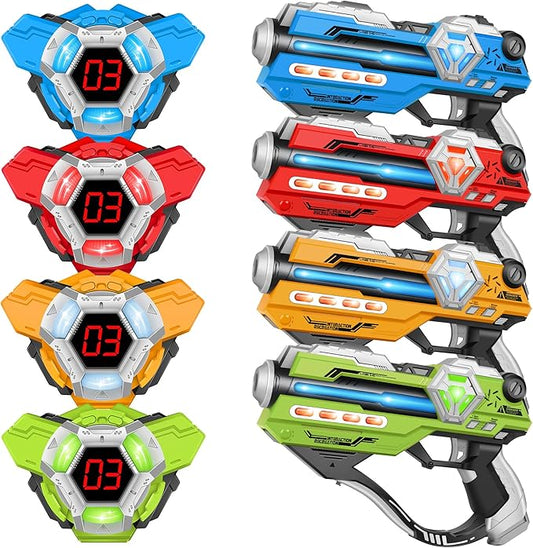 Laser Tag Guns Set of 4 Laser Tag Guns with Digital LED Score Display Vests,Gifts for Teens and Adults Boys & Girls,Adults and Family Fun,Gift for Kids Ages 8 9 10 11 12+Year Old Boy