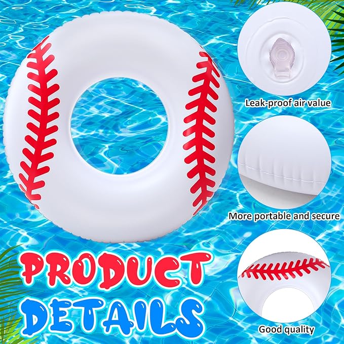 ShinyRelief 2 Pcs Footabll Baseball Soccer Basketball Sport Inflatable Pool Ring Floats Ring Adult Size Inflatable Floats Swimming Pool Tubes Beach Sports Party Lake Use Summer