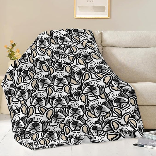 Boston Terrier Throw Blanket French Bulldog Frenchie Puppy Stuff Gifts for Dog Lover Kids Girls Boys Adults Women Men Soft Cozy Warm Plush Fluffy Fuzzy Fleece Blanket Decor 50''X60''
