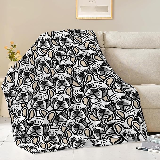 Boston Terrier Throw Blanket French Bulldog Frenchie Puppy Stuff Gifts for Dog Lover Kids Girls Boys Adults Women Men Soft Cozy Warm Plush Fluffy Fuzzy Fleece Blanket Decor 40''X50''