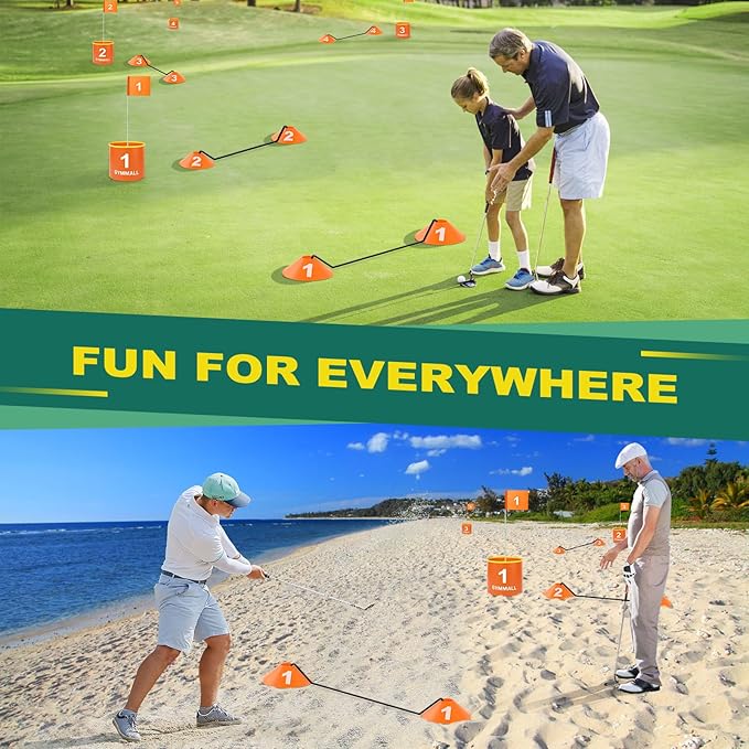 Golf Yard Bucket Games, 6 Holes Bucket Backyard Golf Game Set with Golf Flags for Adults & Kids Indoor Outdoor, Golf Practice Gift for Backyard, Park, Beach, Lawn