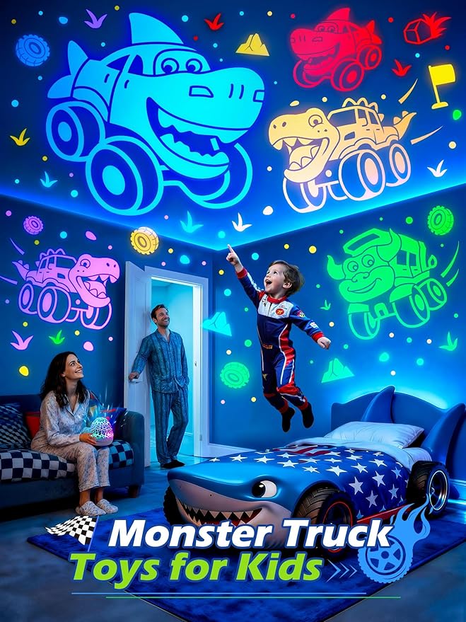 PIKOY Beast Truck Toys 【15 Sounds & 6 Films】 Beast Toy Trucks for Boys Age 3-7 [31 Colors & Remote Control] Dinosaur Toys for Kids 3-5 Dinosaur Egg Hatching Toy Dinosaurs Egg Light for Nursery