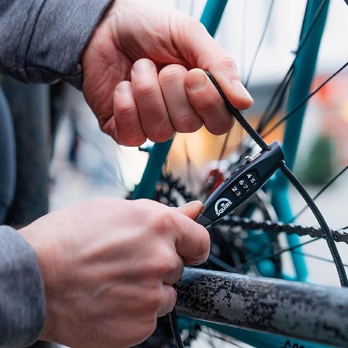 Squire Bike Locks STRAPLOK™ Combi 10 - Ultra-Lightweight Multi-Functional Zip-Tie Style Café Bike Lock with 10mm Stainless Steel Core, 450mm Length, 3-Wheel Recodable Combination