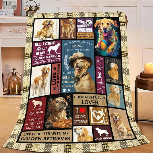 Golden Retriever Throw Blanket Golden Retriever Puppy Stuff Gifts for Dog Lover Kids Girls Boys Adults Women Men Soft Cozy Warm Plush Fluffy Fuzzy Fleece Blanket Decor 40''X50''