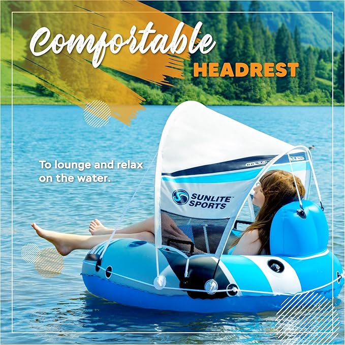 2025 New & Upgraded Sunlite Sports Heavy Duty River Tube Inflatable, Premium Water Float to Lounge Above Lake and River, Outdoor Water Raft Sport Fun, Recreational Use