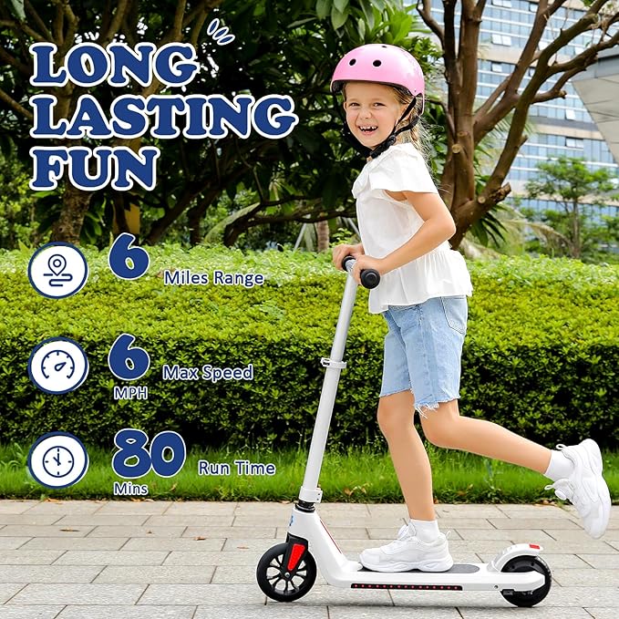 Caroma Electric Scooter for Kids Ages 6-14, 150W/180W Motor,10 MPH Max Speed & 7 Miles,Adjustable Height & Speed,Colorful Lights,LED Display,Foldable Kids Electric Scooter 132 Lbs Max Load