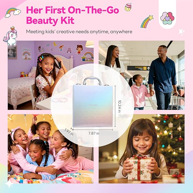 SAVILAND Kids Makeup Sets for Girls 5-8: All-in-1 Creative Makeup for Kids Real Washable Toddler Makeup Kit with Cosmetic Case Nail Polish Lipstick Blush Girls Birthday Christmas Gifts 28 PCS