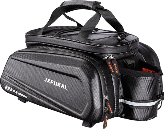JXFUKAL Bike Bags for Bicycle Rear rack - 9.5L/17L/40L Hard Shell Waterproof Bike Ebike Trunk Pannier Saddle Seat Bag Carrier with Reflector, Rain Cover & Shoulder Strap for Commuter Travel Outdoor