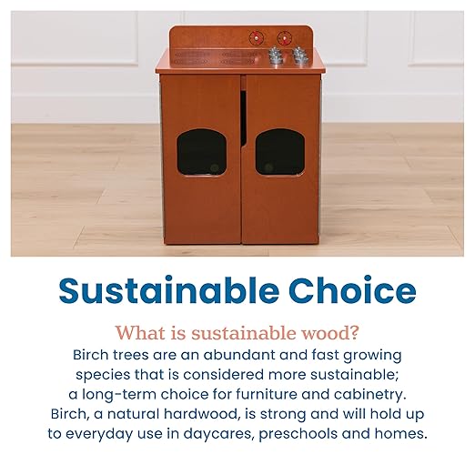 ECR4Kids Play Kitchen Stove, Wooden Playset, Dark Walnut