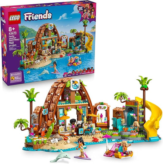 LEGO Friends Family Vacation Beach Resort Pretend Play Building Toy - Adventure Storytelling Playset with Dolphin Toys and Sea Turtles - Creative Birthday Gift Idea for Girls & Boys, 8+ - 42673