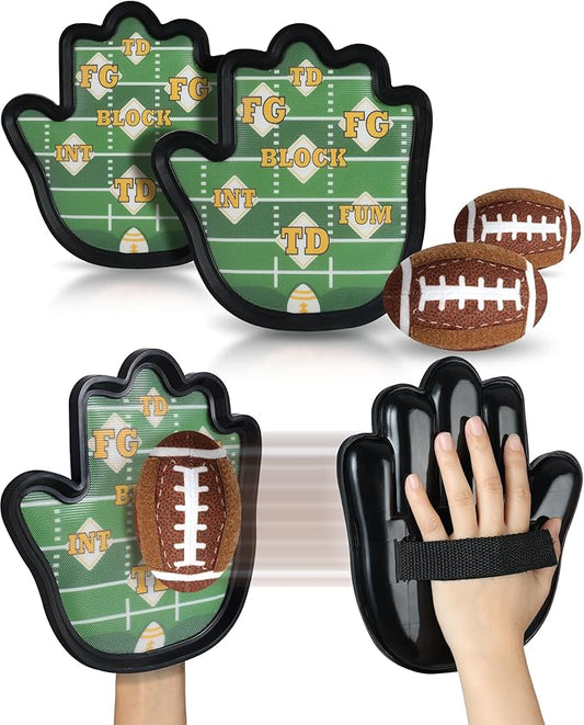 Toss and Catch Ball Game Camping/Yard/Outdoor Sports Toy for Kids, Outdoor Family Games for Kids and Adults with 2 Soft Sticky Balls and 2 Upgraded Paddles, Ages 3-8+ (Football)