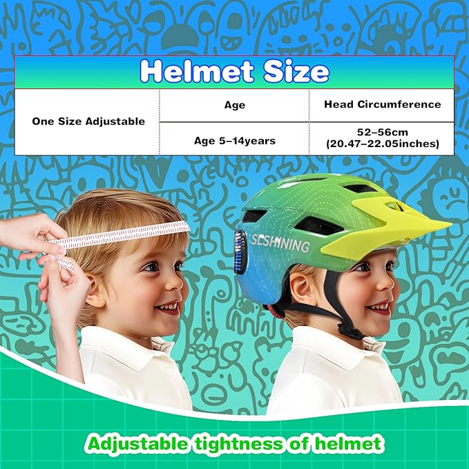 Kids Bike Helmet with LED Lights, Remote Control Turn Signals Safety Helmet Back Light for Youth Mountain Cycling Scooter Skateboarding, Adjustable and Lightweight for Boys Girls