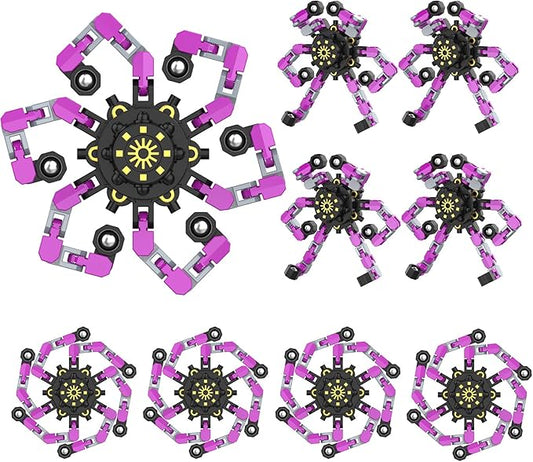 9PC Transformable Fidget Spinner for Kids,Deformable Chain DIY Robot Spinner Sensory Toy, Stress Relief Fingertip Gyros Fidget Toys Birthday Party Favors for Kids Gifts