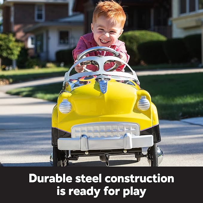 Kid Trax Street Rod Pedal Car, Indoor/Outdoor Toys for Toddlers Ages 3–5, Classic Design Ride On Car, Kid Cars to Drive, Ride On Toy, Toddler Boy Toys, Durable Steel Cars for Kids, Max Weight of 60lbs