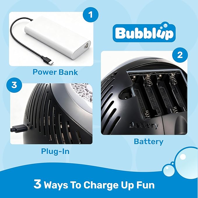 Play-Act Bubble Machine for Kids, Bubble Machine Blower with Solutions for Wedding, Summer Outdoor Indoor Toy, Party, Kids Birthday Gift