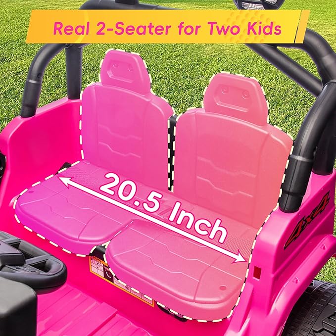 24V Electric Car for Kids Truck Car Ride On Car Kids Car Equipped with Bluetooth,Parental Remote Control,LED Lights,Double Open Doors,Wear Resistant Wheels-Pink