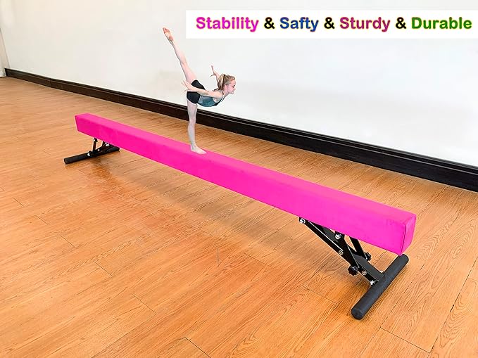 Adjustable Balance Beam 8 ft Gymnastic Beam Adjustable Height for Kids and Teenage of All Gymnastic Levels, Gymnastic Training Beam Gymnastic Equipment for Athlete Home and Gym Club Use