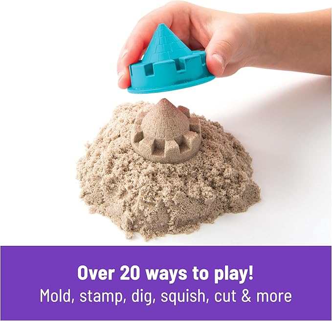 Kinetic Sand, Folding Sand Box with 2lbs Play Sand, 7 Molds & Tools, Storage Case, Sensory Toys, Holiday Gifts & Stocking Stuffers for Kids Ages 3 and up