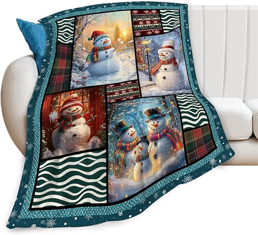 Snowman Blanket Christmas Winter Snowmen Lover Throw Blankets Gifts for Girls Boys Kids Soft Cozy Fleece Plush for Couch Sofa Bed 50"x40"