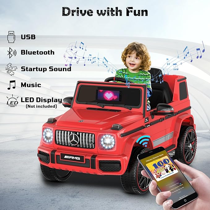 ANPABO Ride on Car for Kids, Kids Electric Vehicle, Red - Ride on Toys for Toddlers w/Parent Remote Control, LED Headlights, Music Player & Horn, Soft Start, Low Battery Prompt