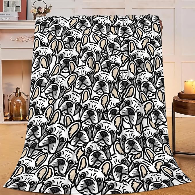 Boston Terrier Throw Blanket French Bulldog Frenchie Puppy Stuff Gifts for Dog Lover Kids Girls Boys Adults Women Men Soft Cozy Warm Plush Fluffy Fuzzy Fleece Blanket Decor 60''X80''