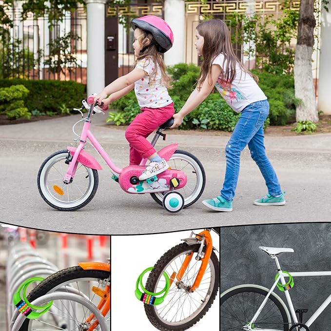 Bike Lock Cable, Bicycle Cable Lock with 4 Digit Combination & Alloy Lock Head, Resettable Kids Bike Cable Lock, 2 Ft x ∅0.45 IN, Lock for Bike, Scooter, Skateboard, Motorcycle, E Bike (Green)