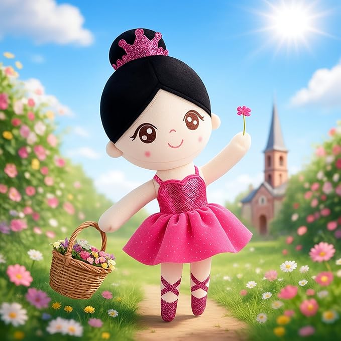 Gloveleya Ballet Toy Baby Girl Gifts Dolls Soft Plush Toy Ballet Girl Doll Rugosa Rose 14 Inches with Gift Box